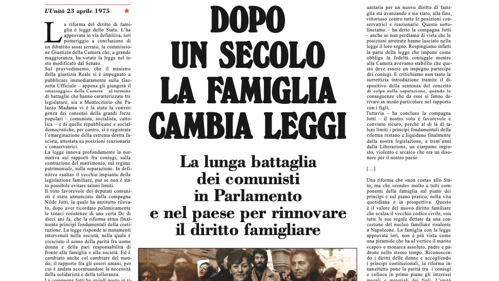 Una rivoluzione nella famiglia italiana, la legge del 1975 che cambiò tutto